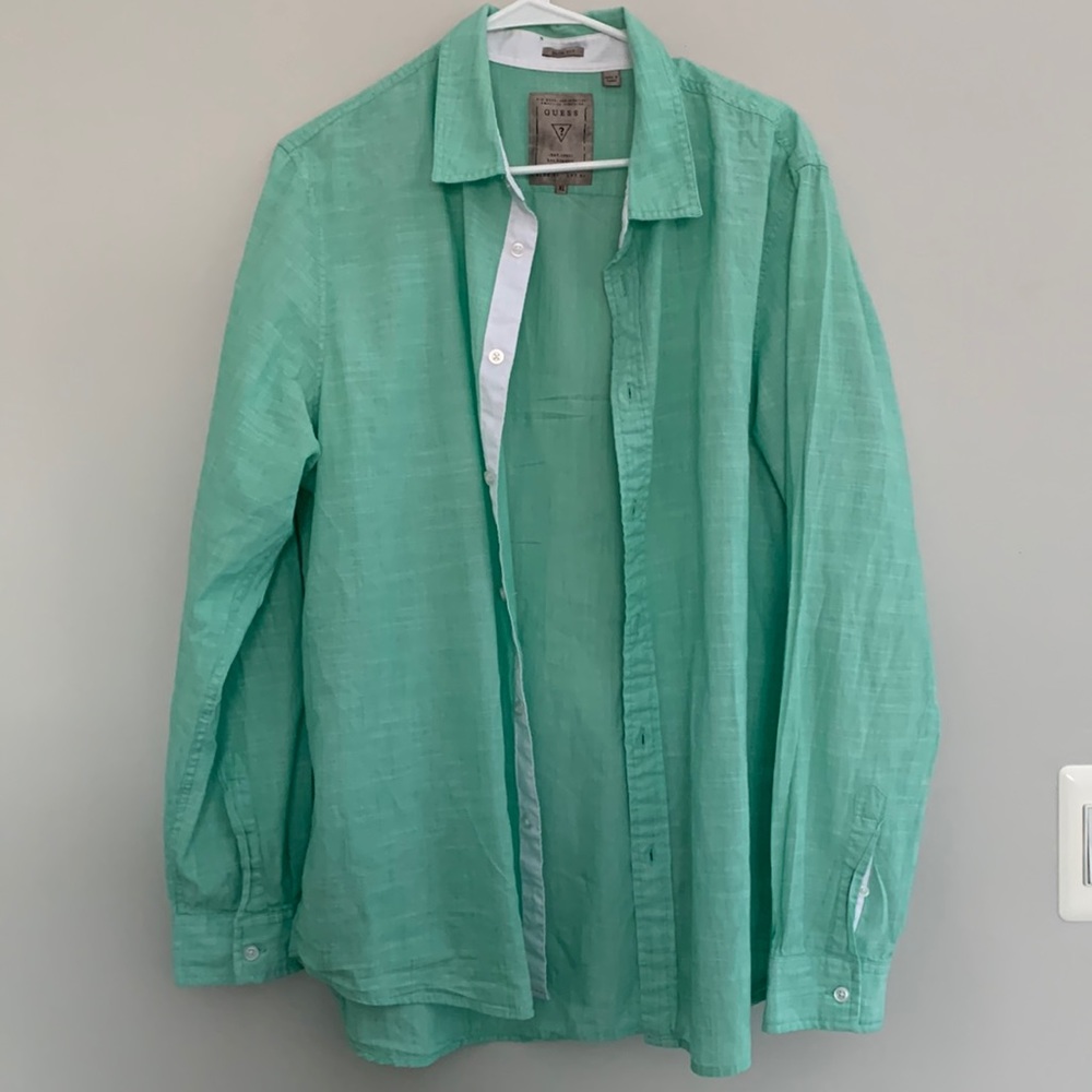 Men’s green GUESS button down